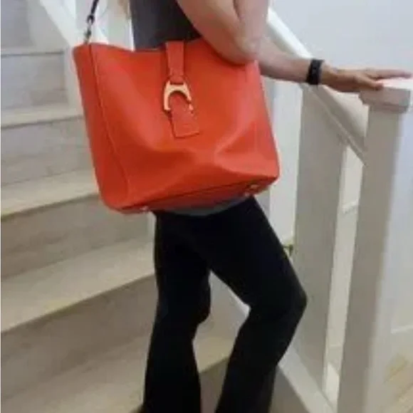 Dooney & Bourke Orange Leather Shoulder Bag - Picture 1 of 13
